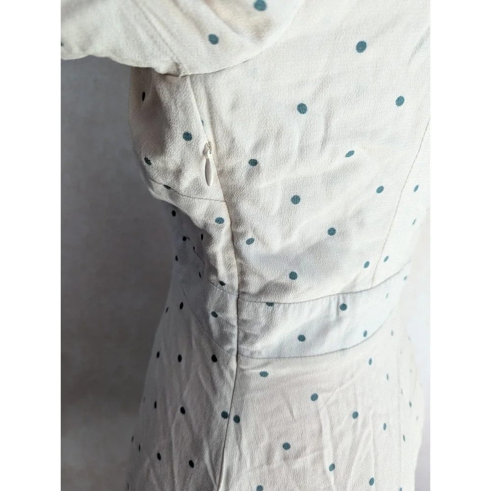 Free People Womens Dress Size 4 Beige Polka‎ Dot V-Neck Side Zip Sundress Summer